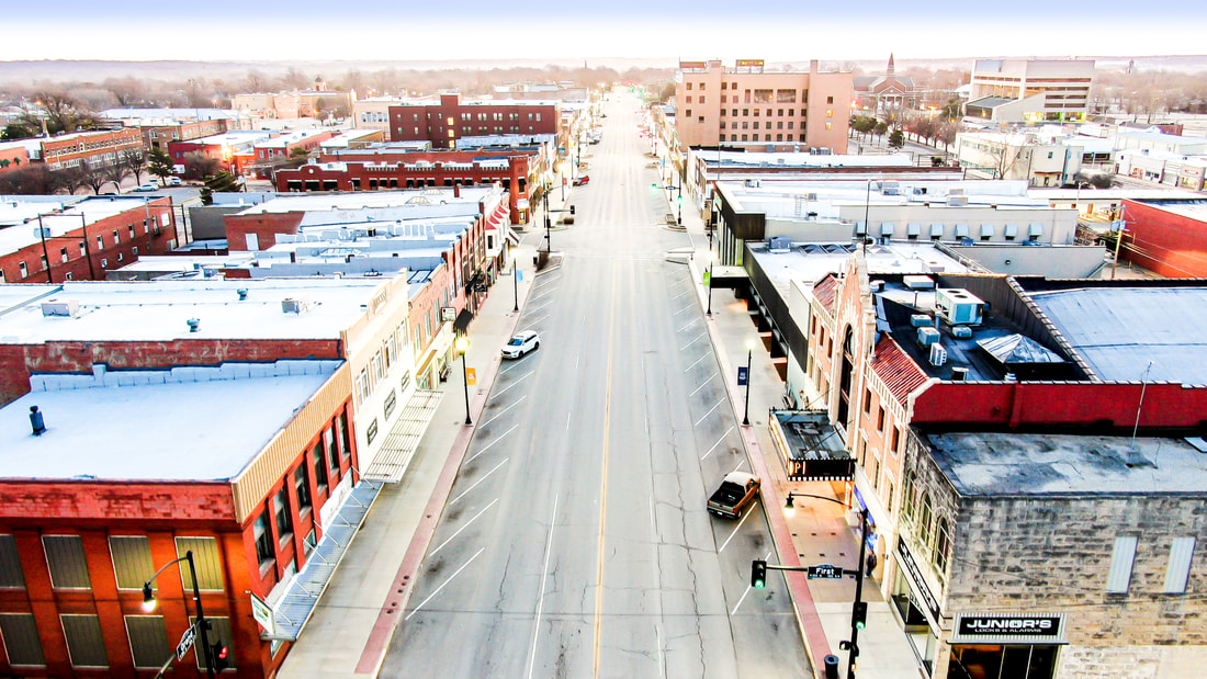 Downtown Ponca City aerial view